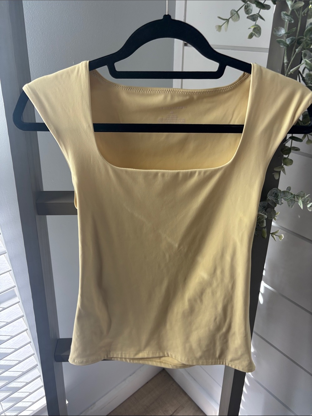 White House Black Market Cream Square-Neck Tank